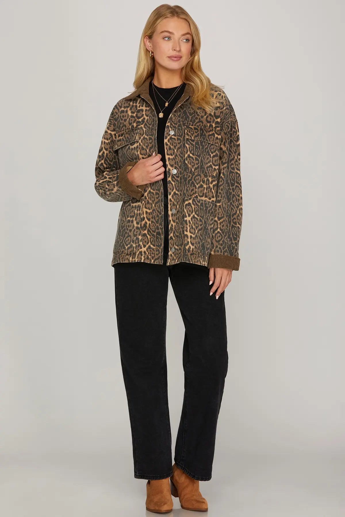 Trendsetter Washed Barn Jacket Leopard Print