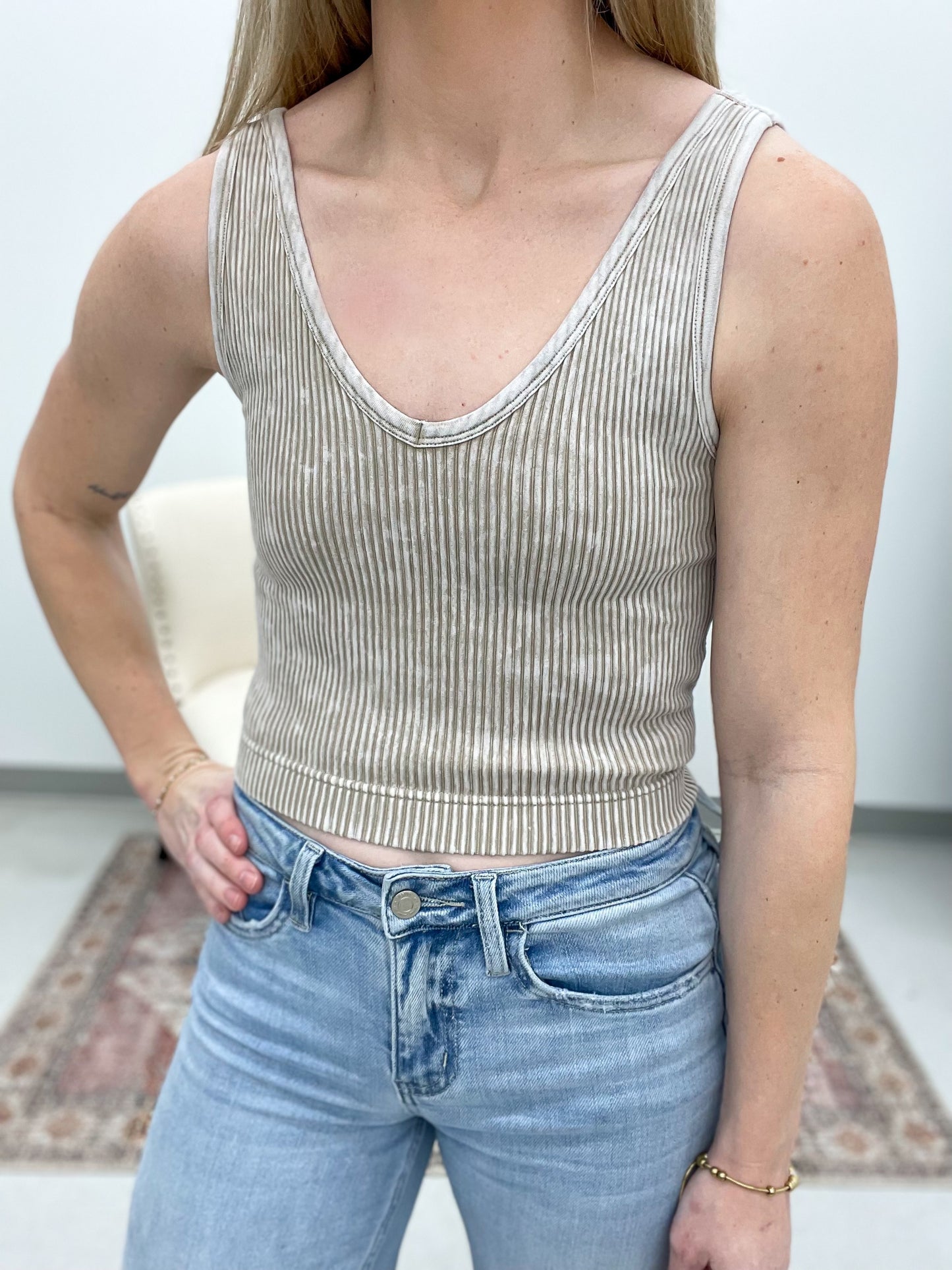 Limitless Washed Seamless Padded Bralette Tan
