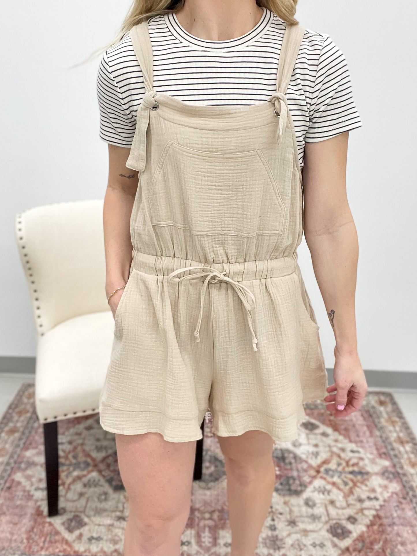 Summer Love Cotton Gauze Romper Natural