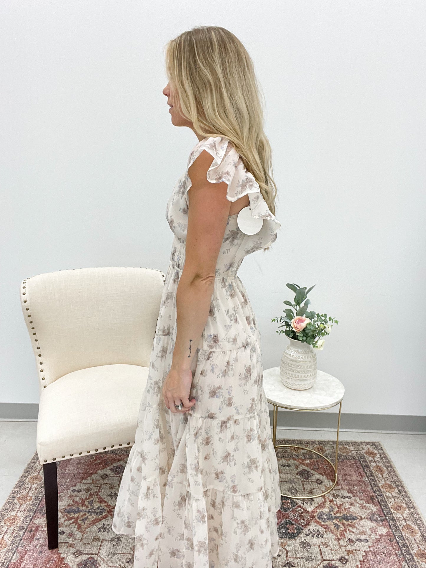 Take The Long Way Floral Maxi Dress Cream