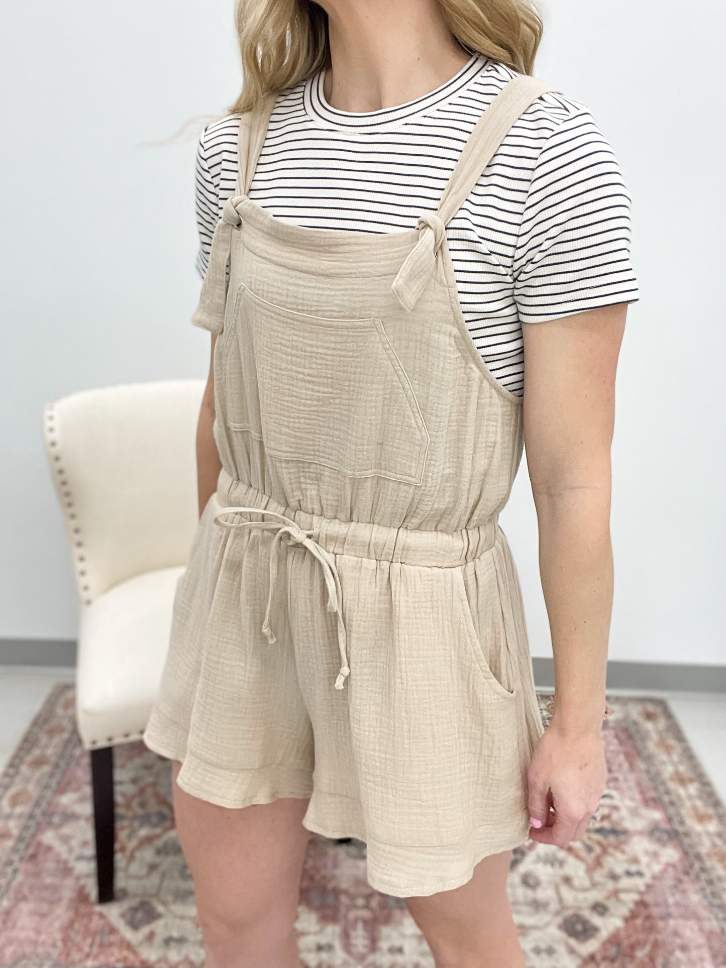 Summer Love Cotton Gauze Romper Natural