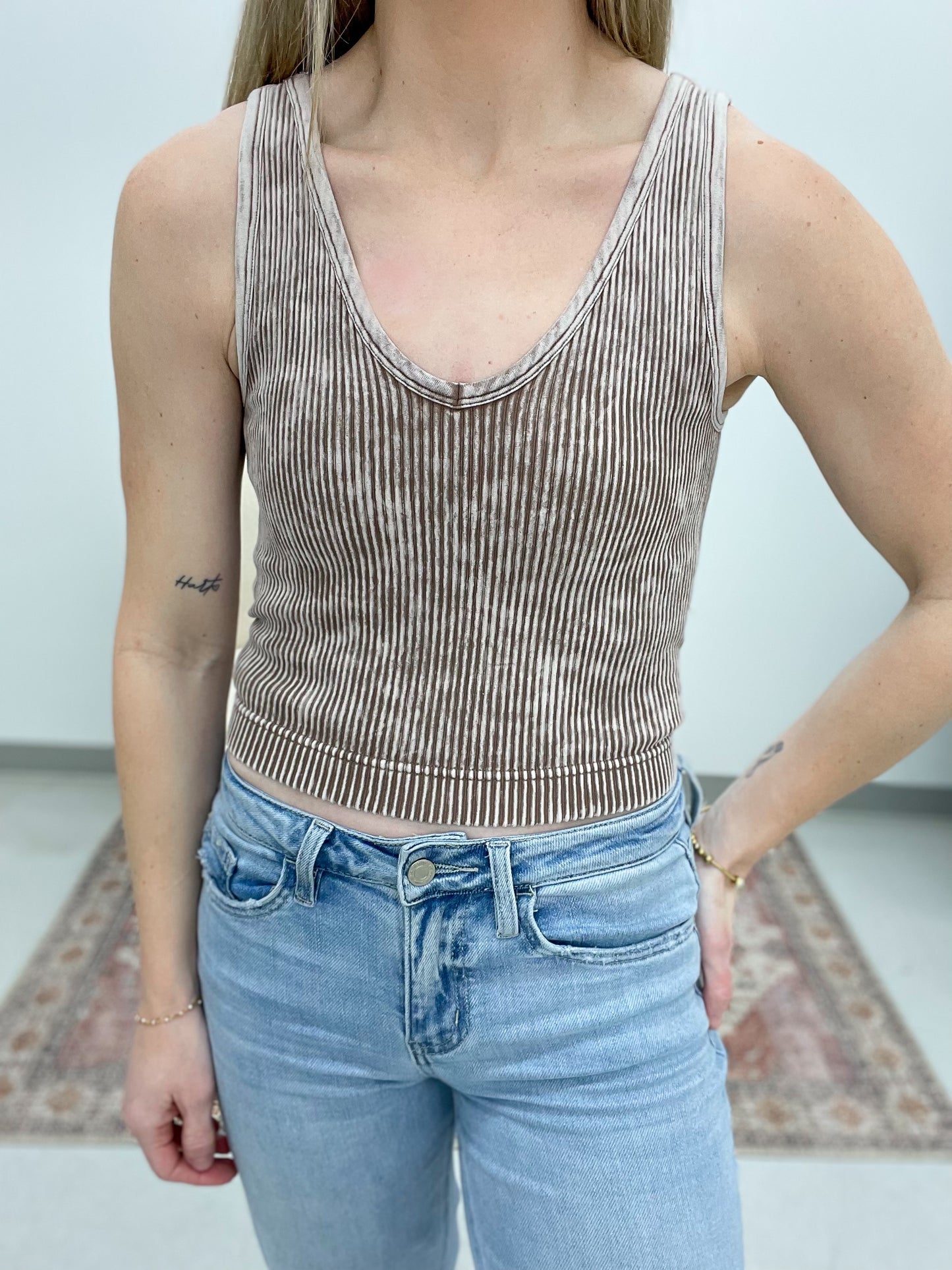 Limitless Washed Seamless Padded Bralette Mocha