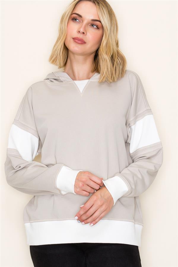 Where You Are French Terry Hooded Pullover Taupe