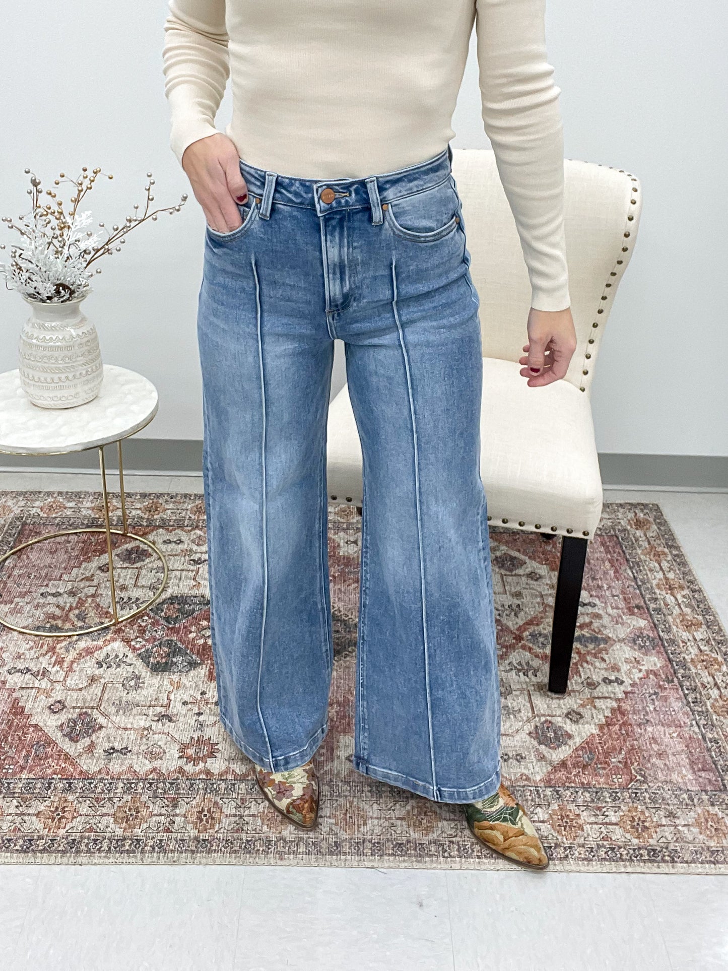 The Loretta High Waist Wide Leg Denim 2X, 3X