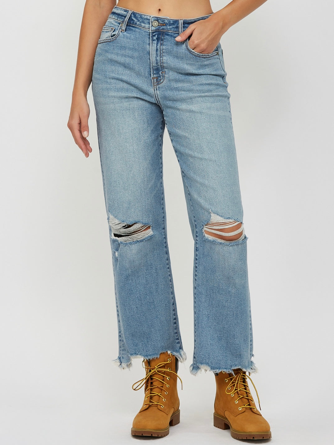 Hidden Ella High Rise Wide Straight Jeans Medium Wash