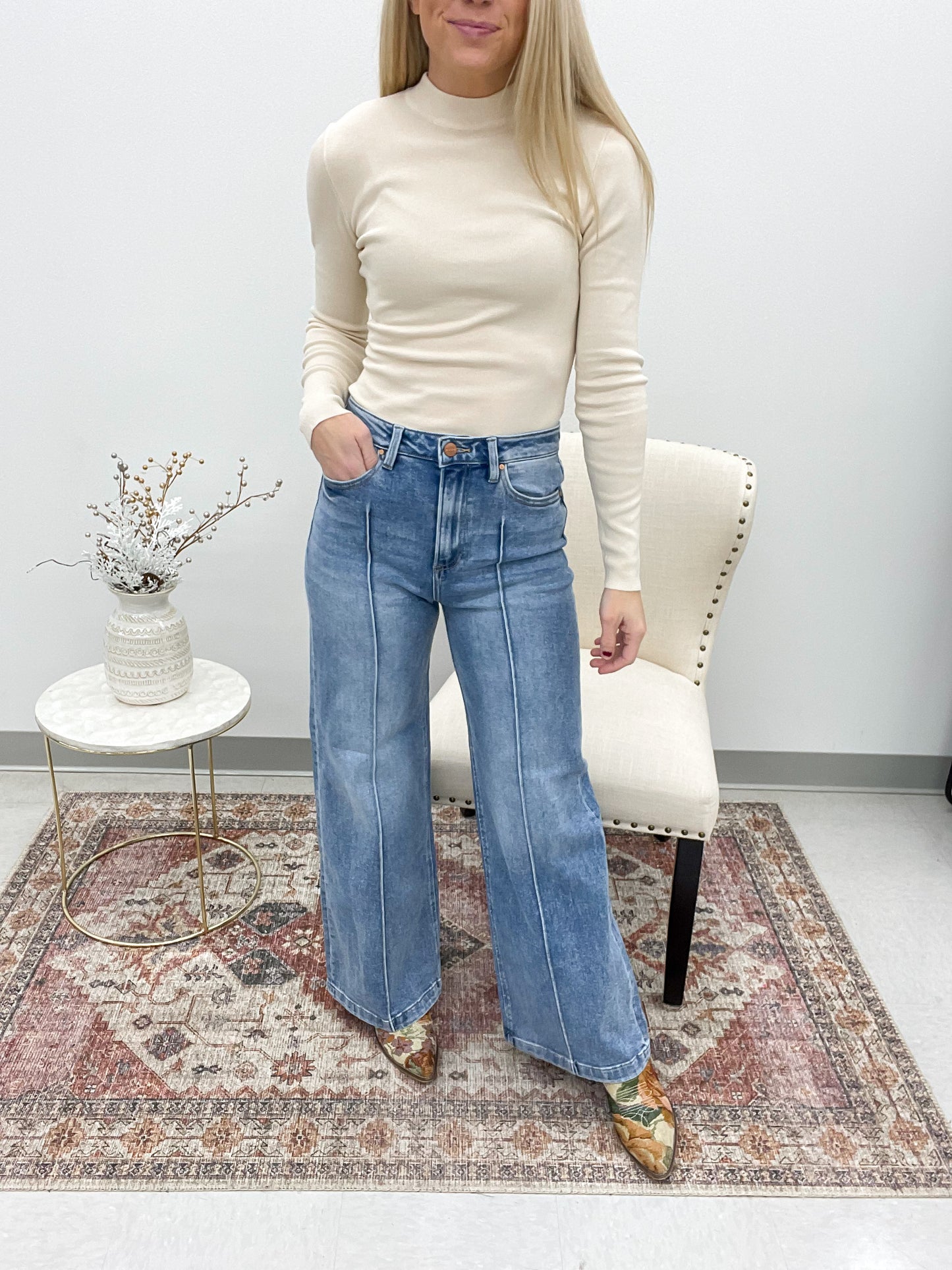 The Loretta High Waist Wide Leg Denim 2X, 3X