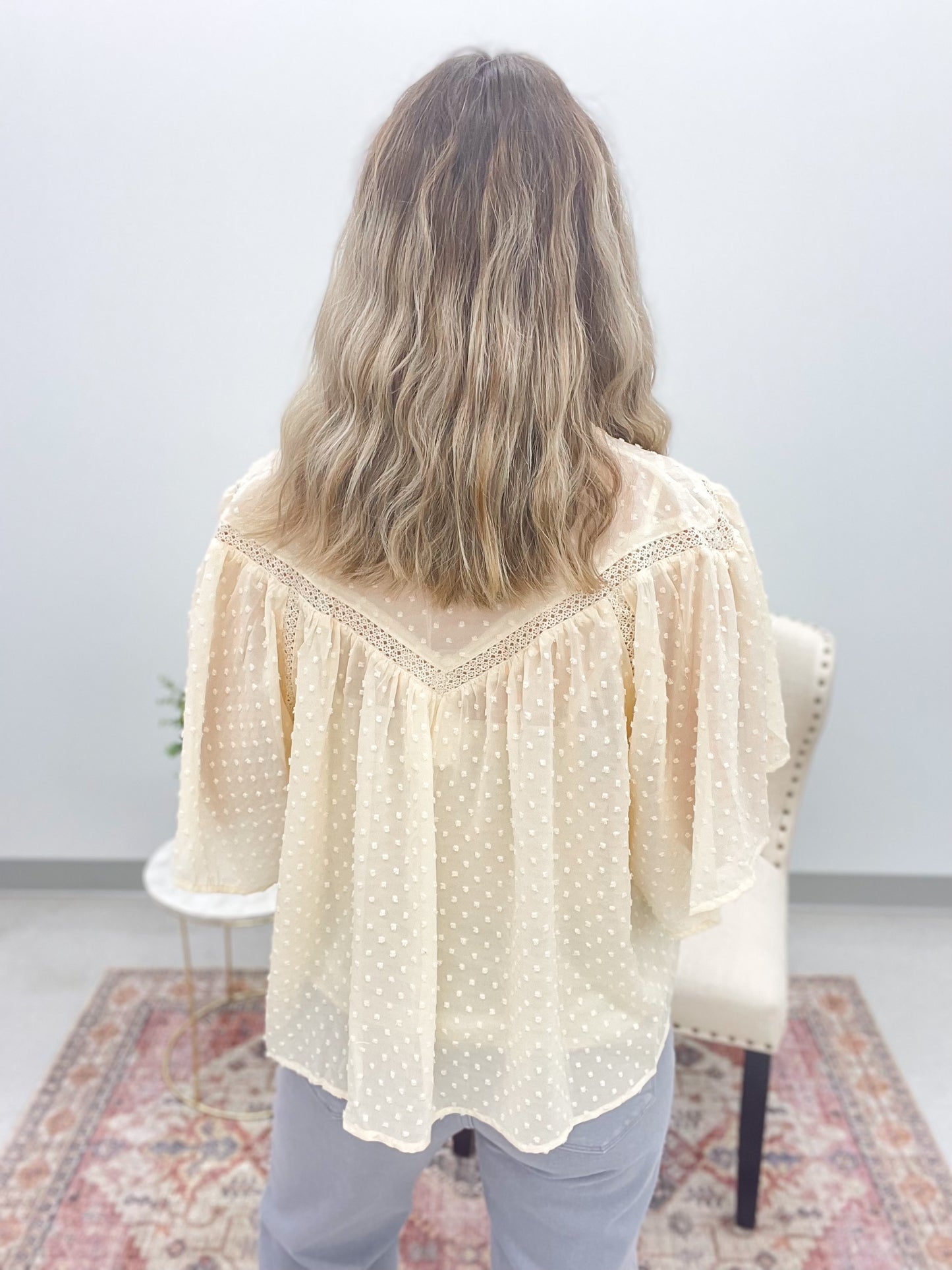 Little Moments Swiss Dot Blouse Cream