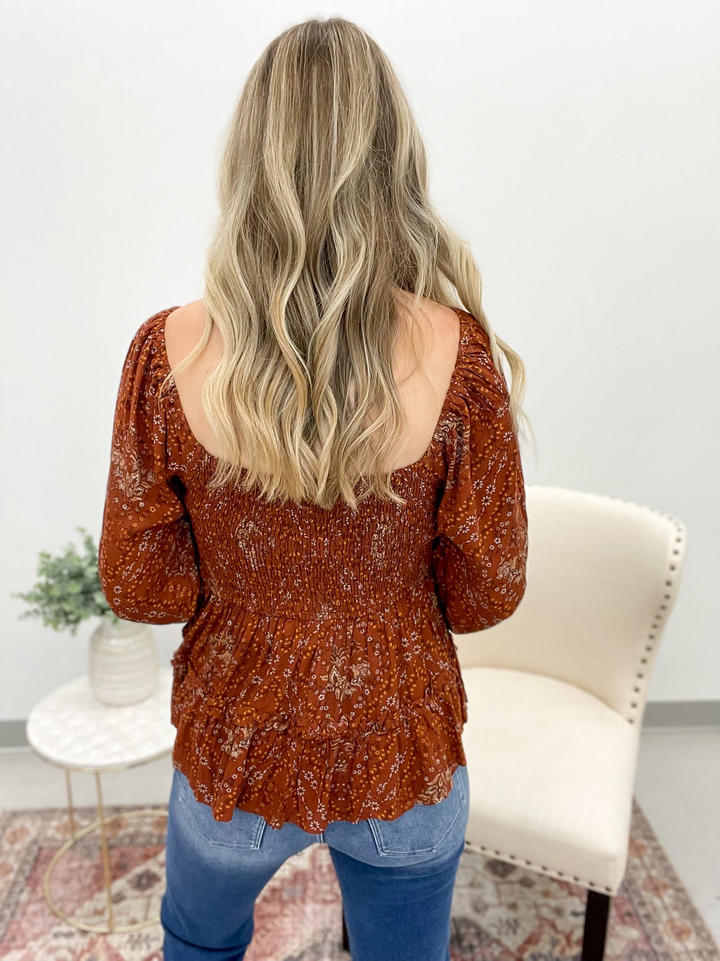 September Sky Smocked Top