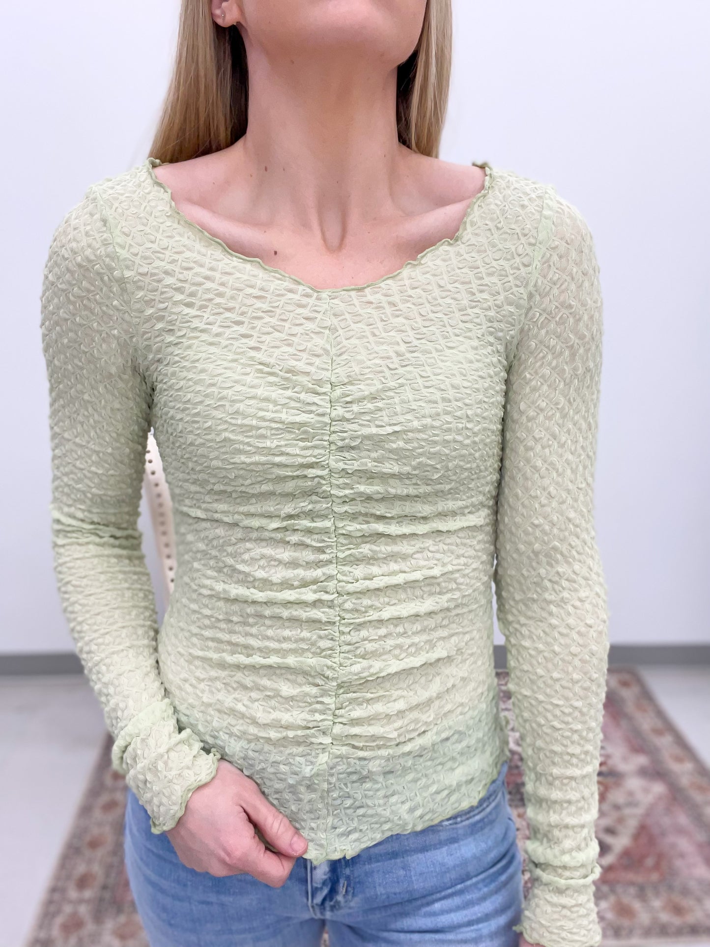 Laila Cinched Bodycon Top Green Tea XS-XL