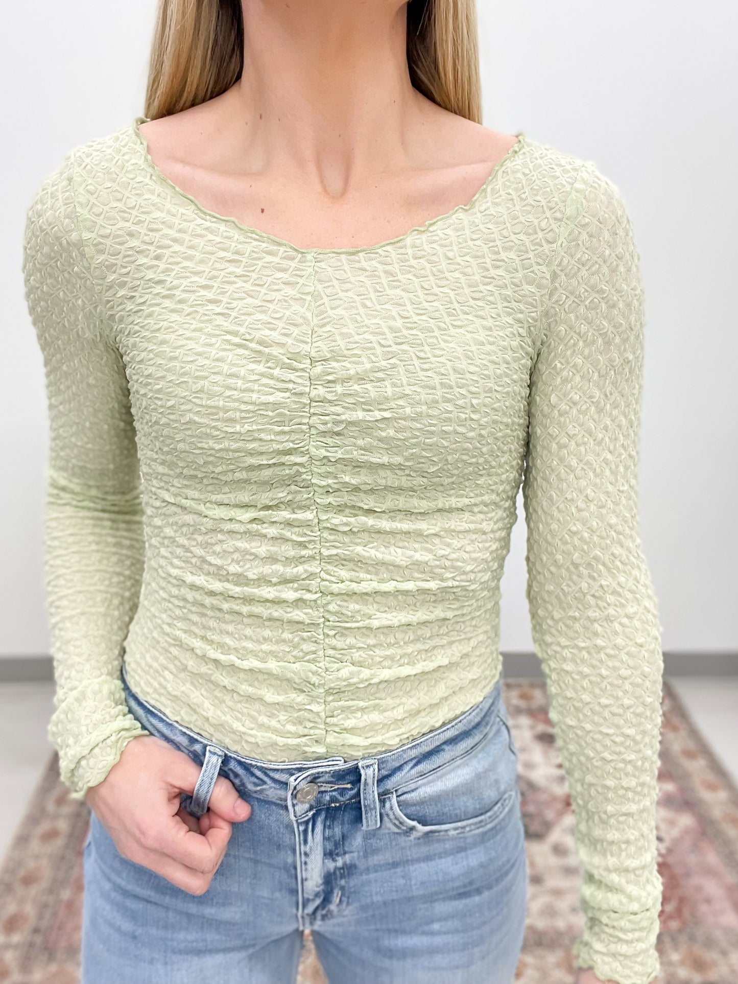 Laila Cinched Bodycon Top Green Tea XS-XL