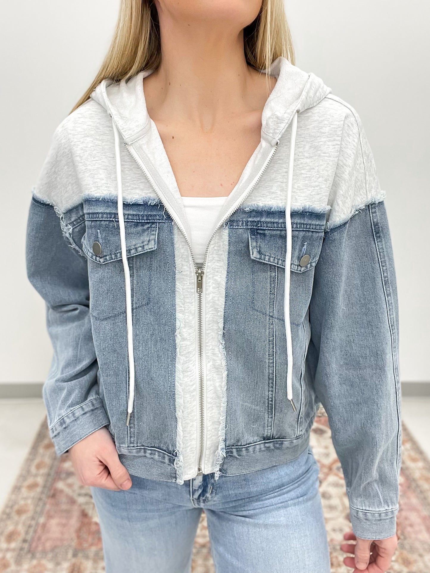 Best Side French Terry Mixed Denim Jacket S-XL