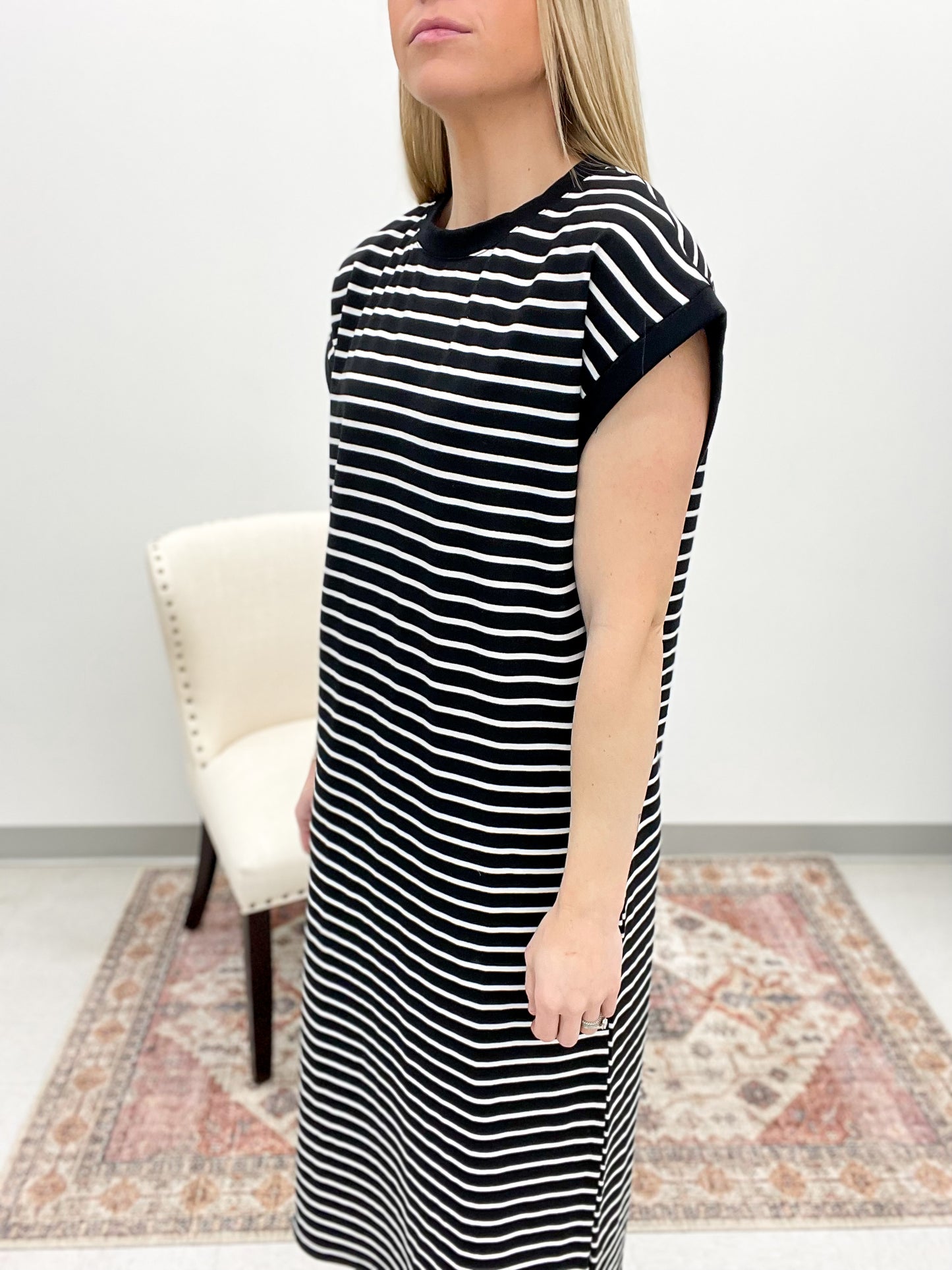 True Delight Striped Dress Black S-3X