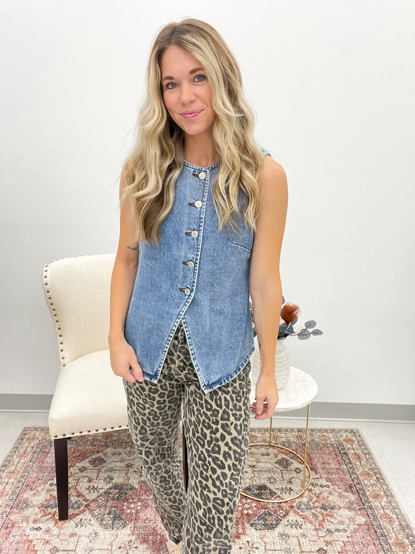 Cue The Chic Button Down Denim Vest