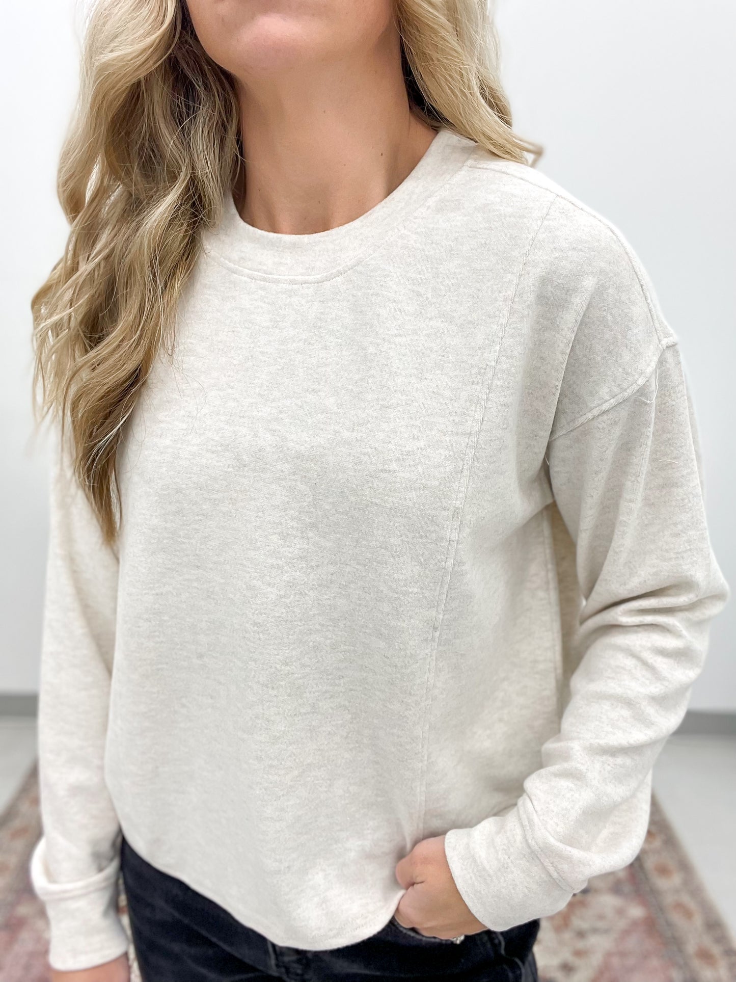 Dream Knit Janie Top Heather Oatmeal