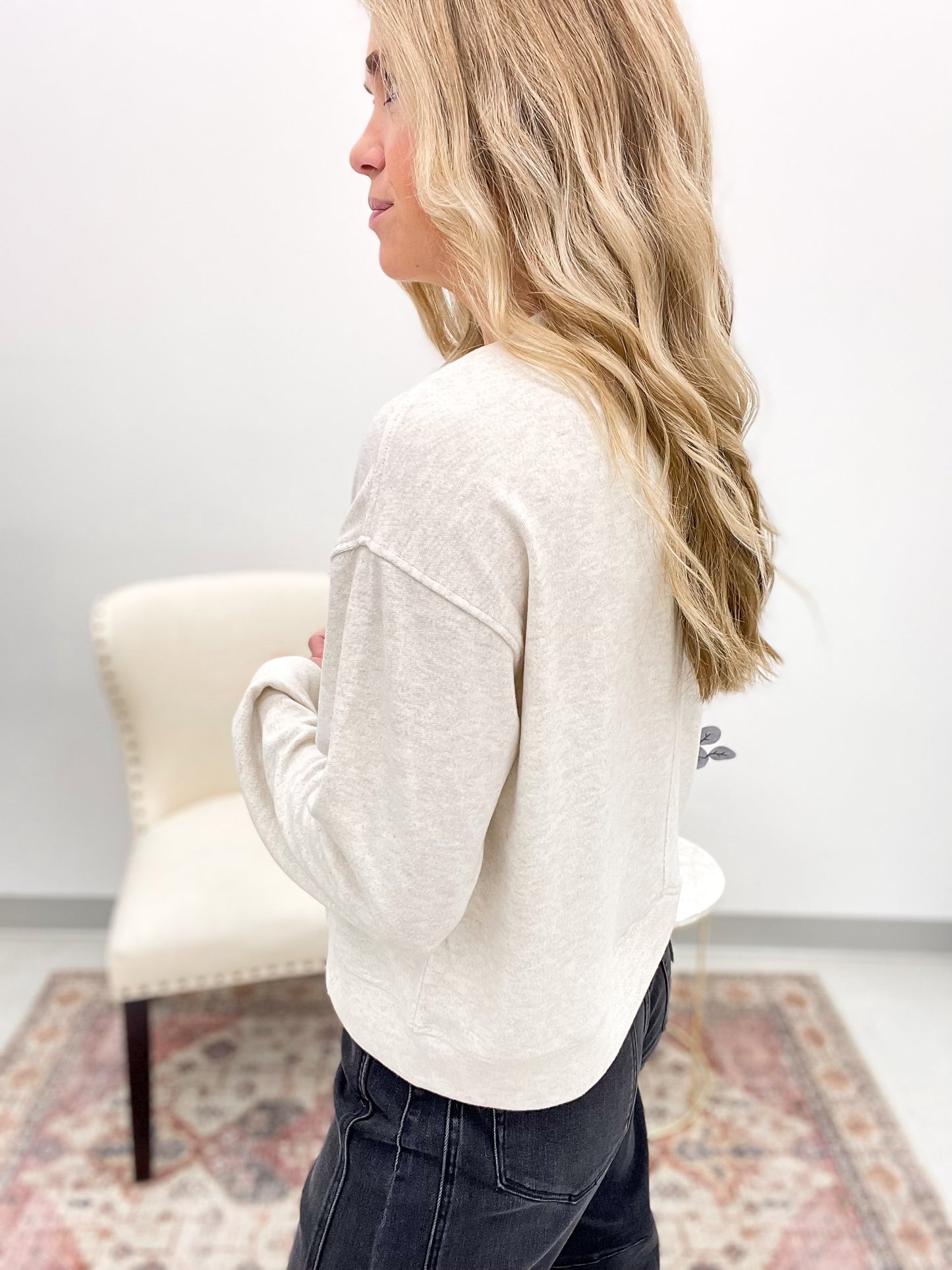 Dream Knit Janie Top Heather Oatmeal