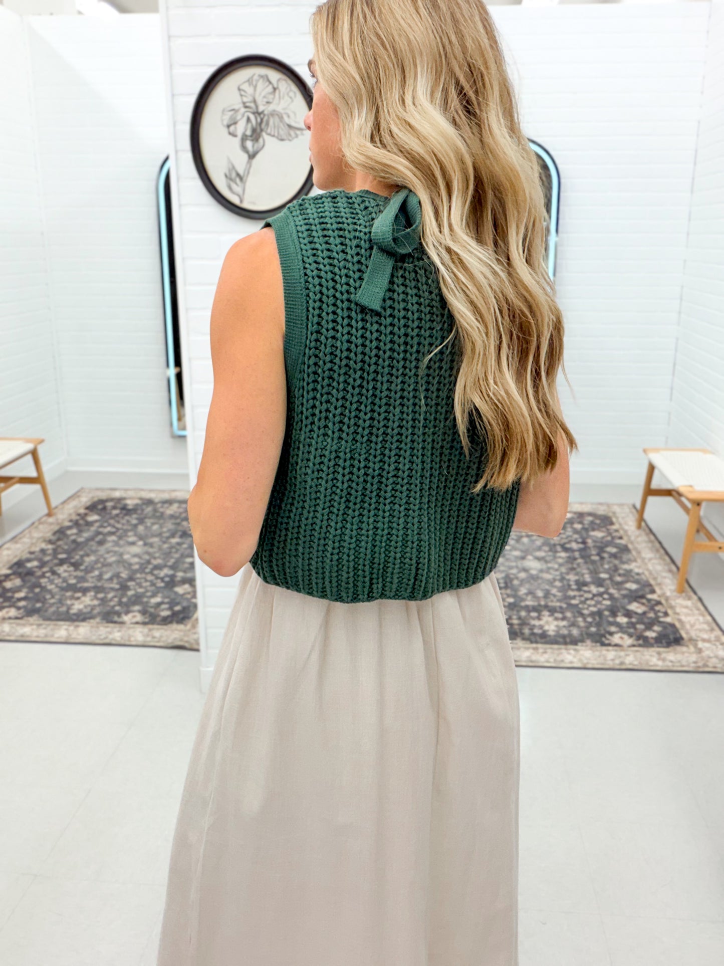 Slow Down Sweater Twofer Midi Dress Forest Green