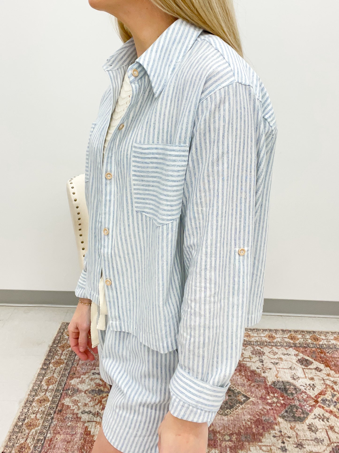 Laid Back Linen Stripe Set Blue