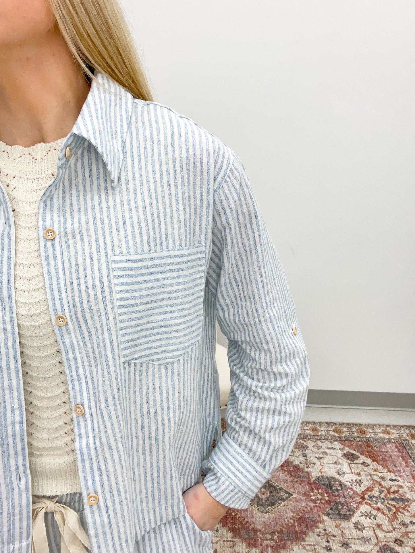 Laid Back Linen Stripe Set Blue