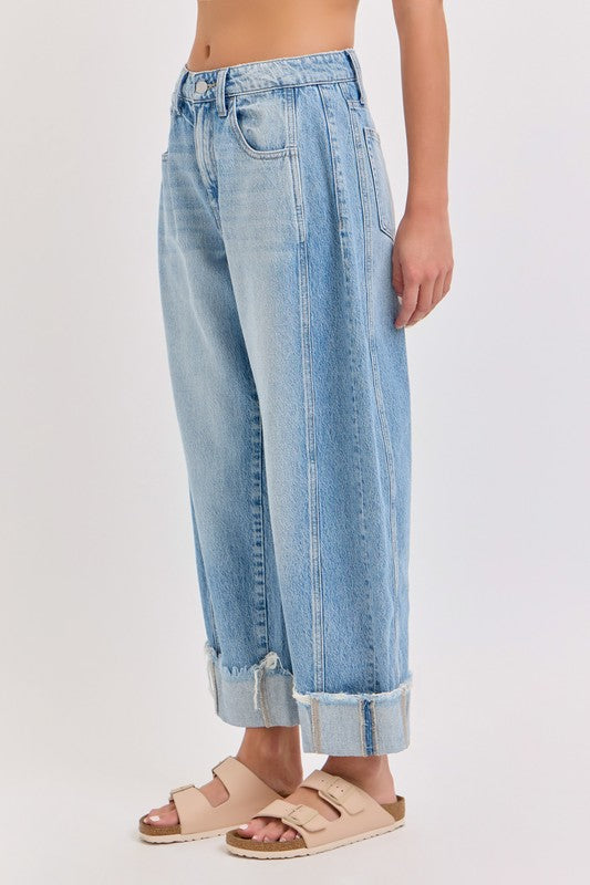 The Madi Cuffed Barrel Jeans Light Wash