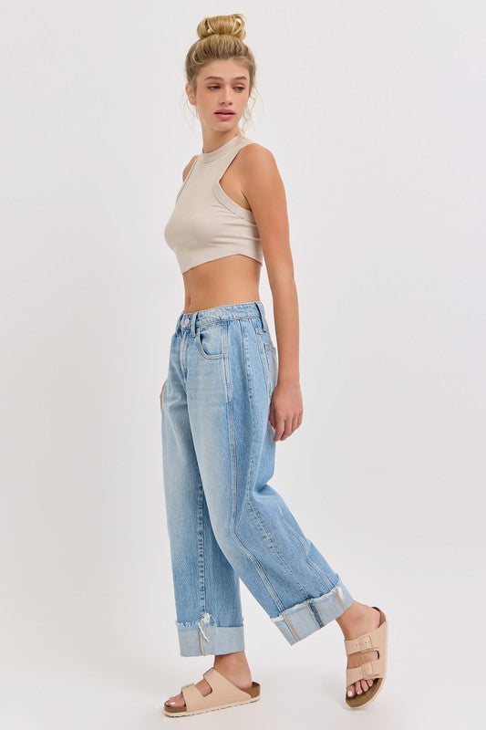 The Madi Cuffed Barrel Jeans Light Wash