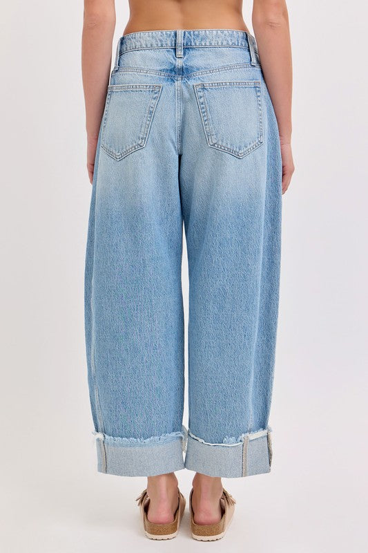The Madi Cuffed Barrel Jeans Light Wash