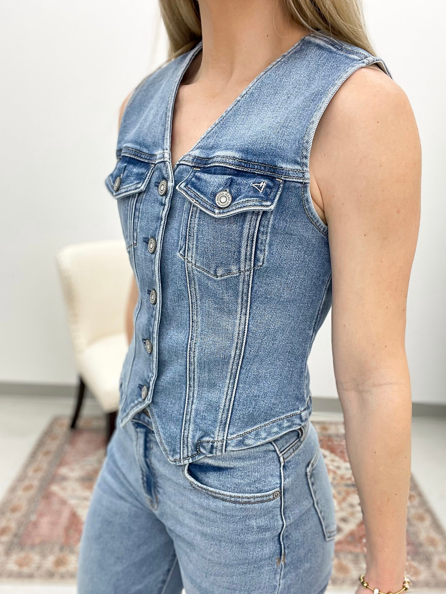 Hidden Denim Vest Medium Wash