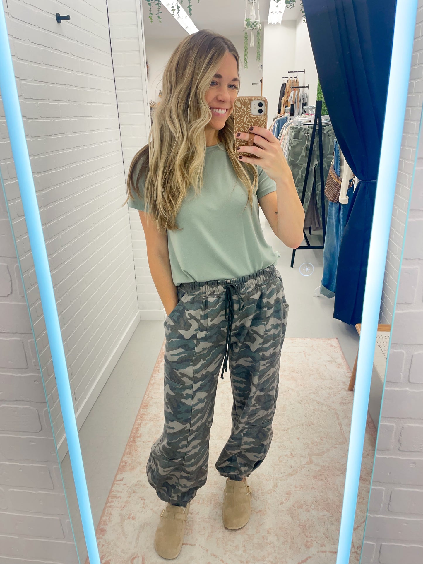 Happy Camper Camouflage Barrel Fleece Sweatpants