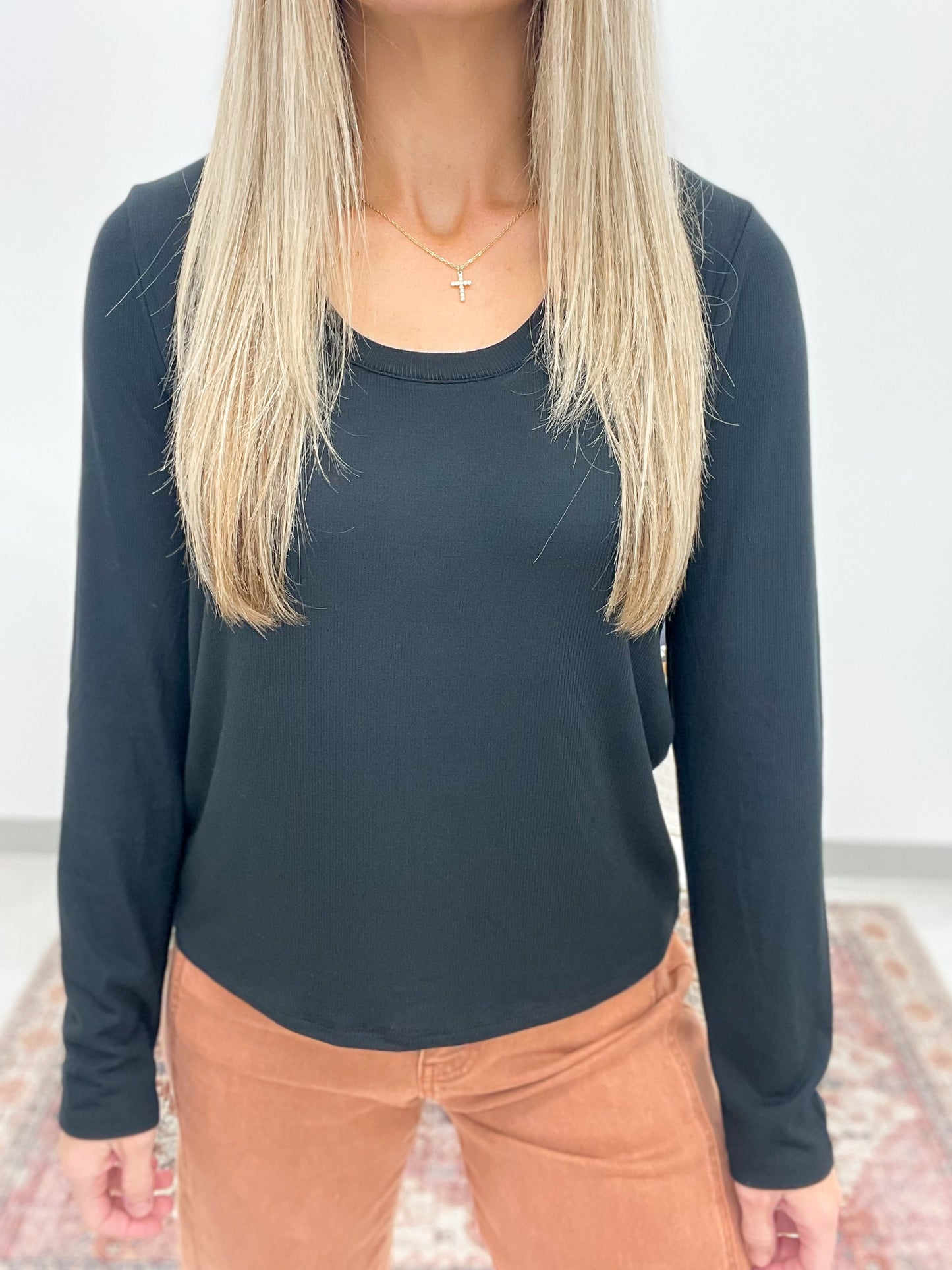 The Lauren Ribbed Top Black