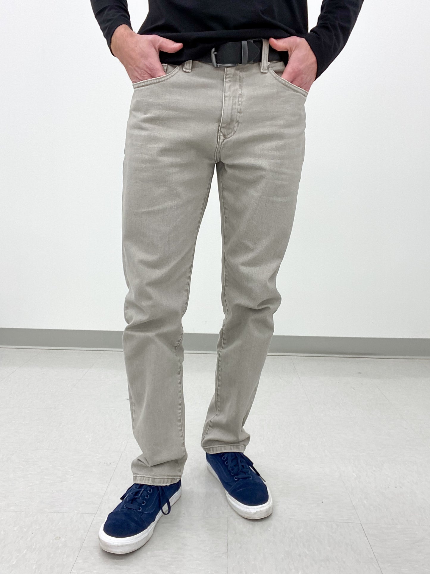 Men's Slim Straight Jeans Light Grey Stone Wash