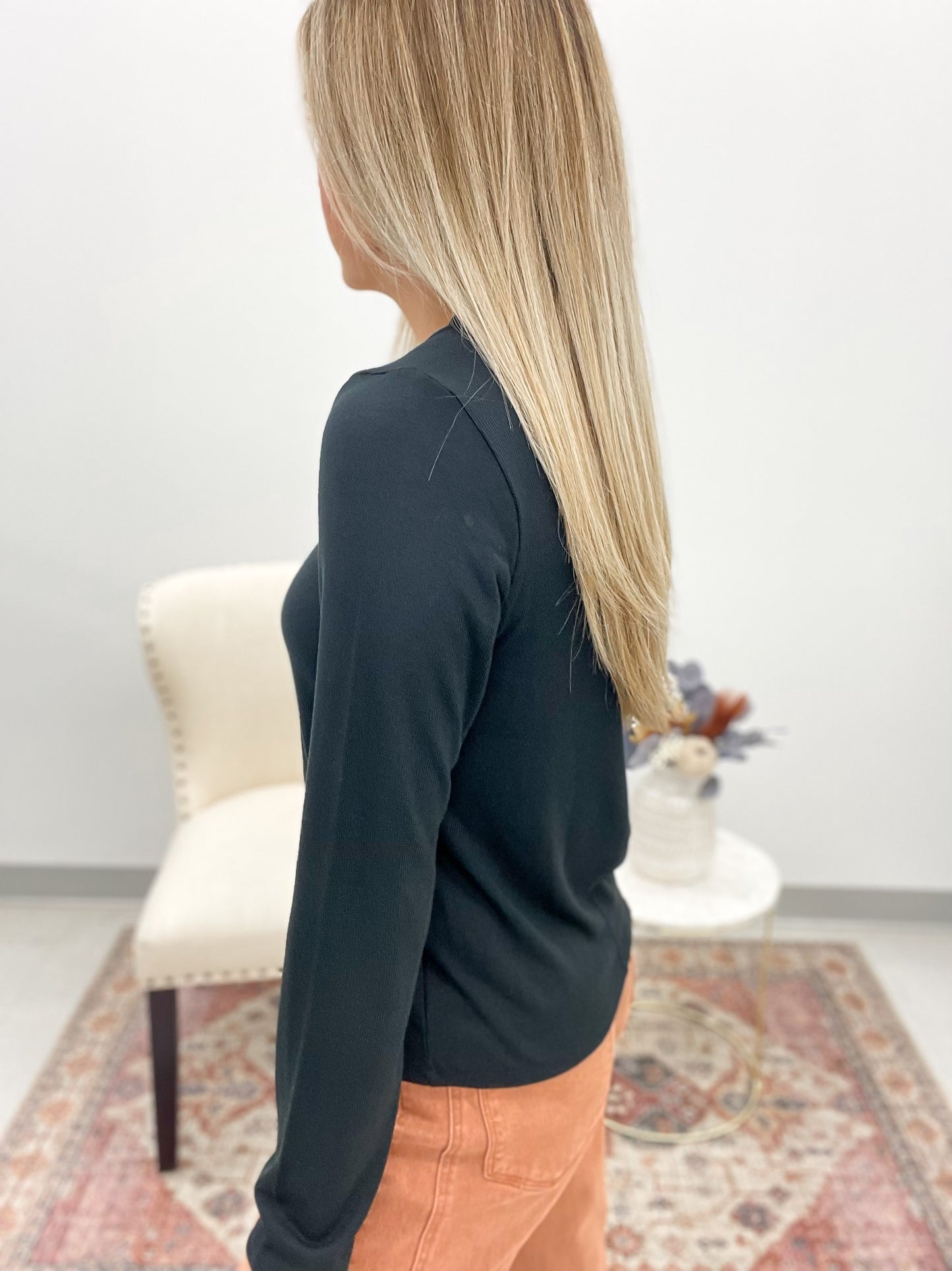 The Lauren Ribbed Top Black