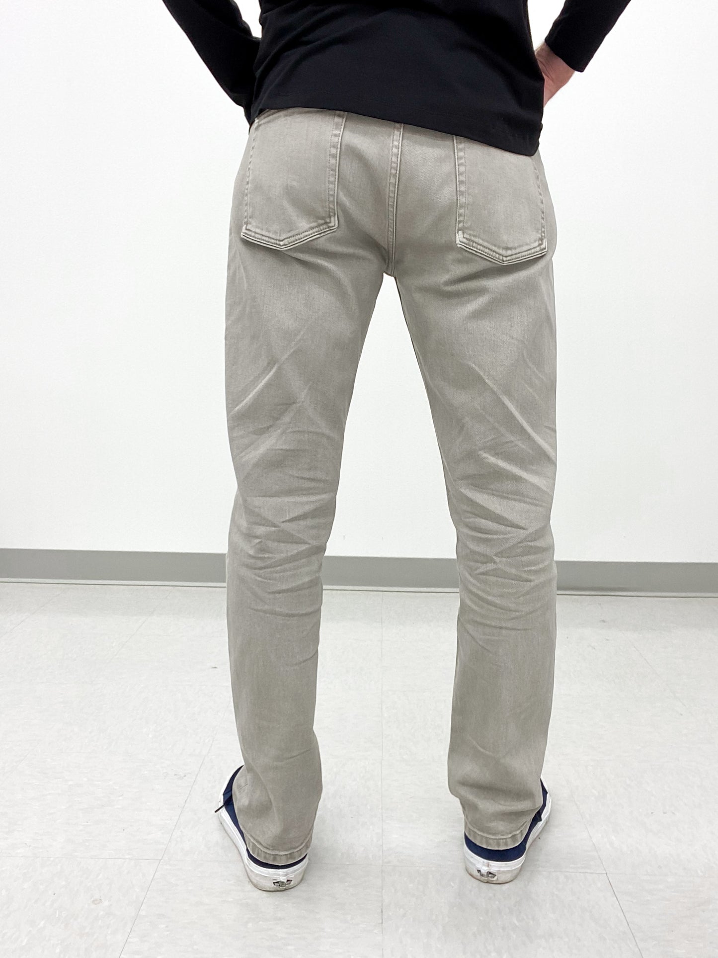 Men's Slim Straight Jeans Light Grey Stone Wash