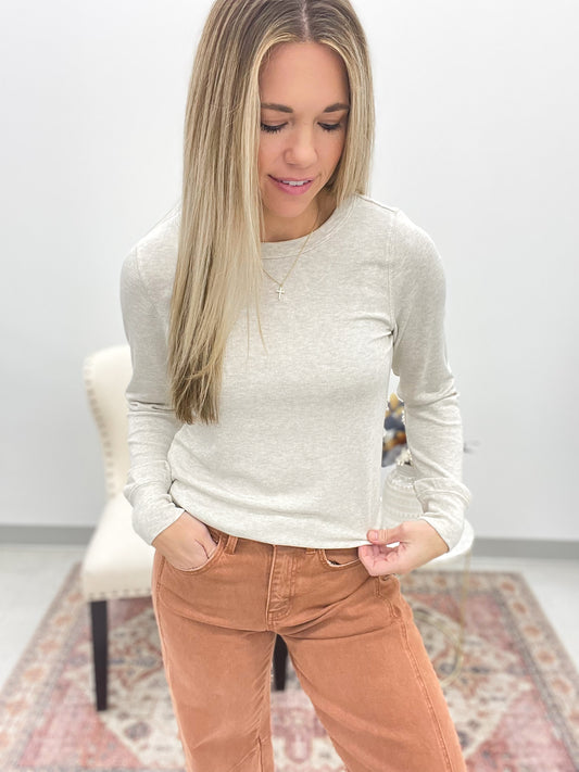 The Stacy Ribbed Top Sand Heather
