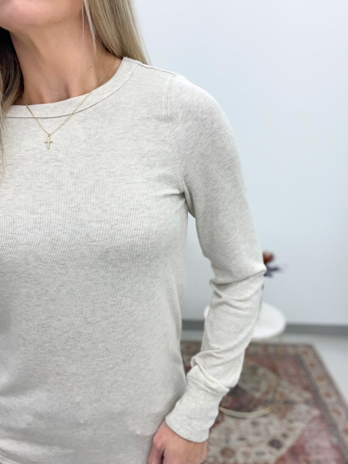 The Stacy Ribbed Top Sand Heather