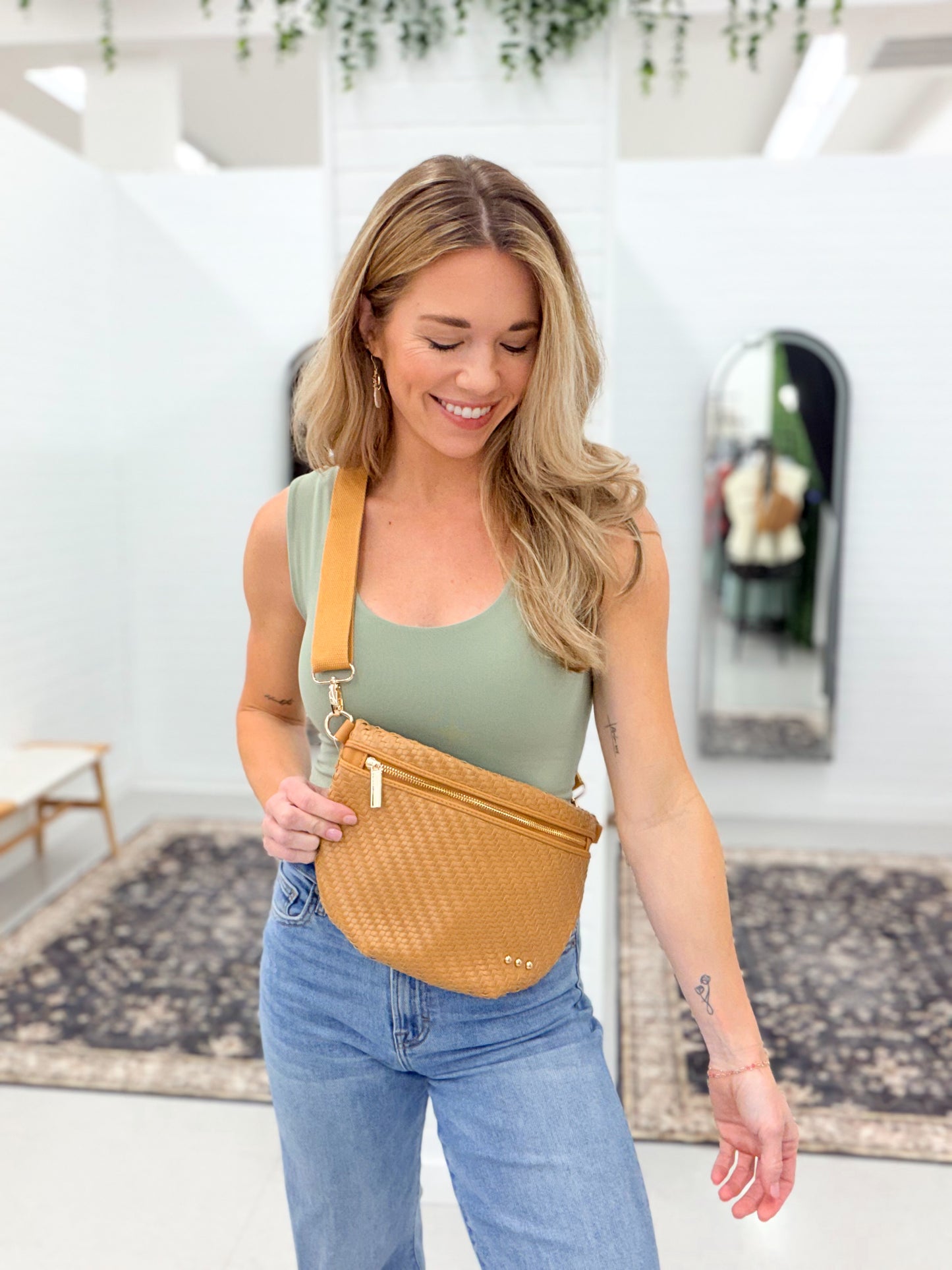 The Westlyn Diagonal Woven Bag Brown