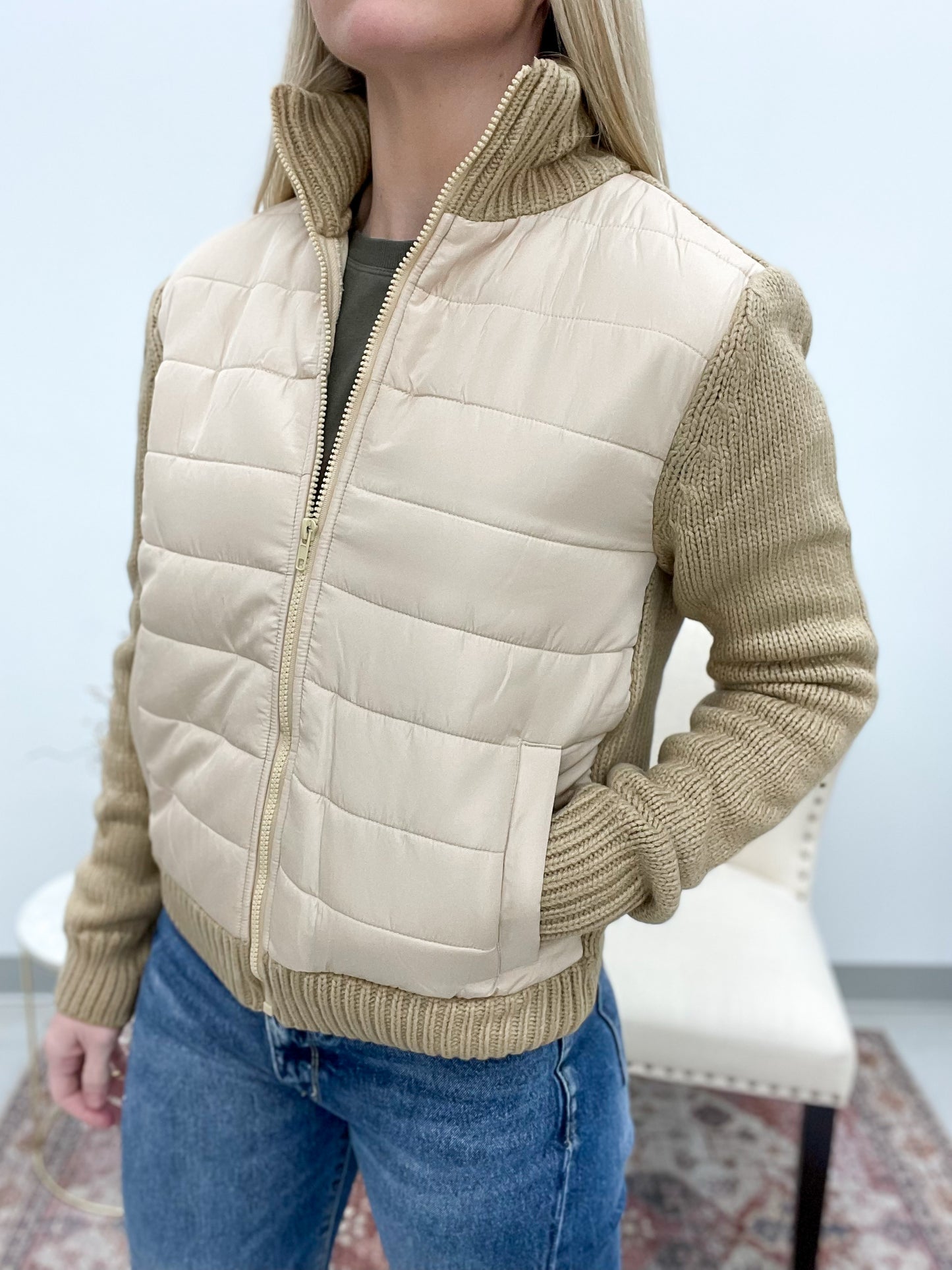 Cozy Up Hybrid Sweater Jacket Light Camel Medium