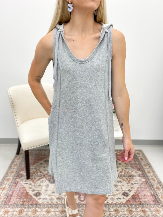 Get Ready Sleeveless Hooded Dress Heather Gray