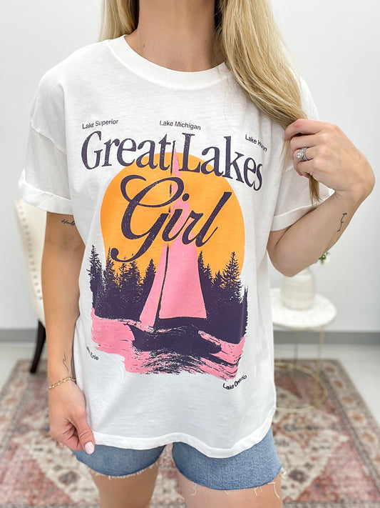 Girl Dangerous Great Lakes Girl Graphic Tee Vintage White XS, Large