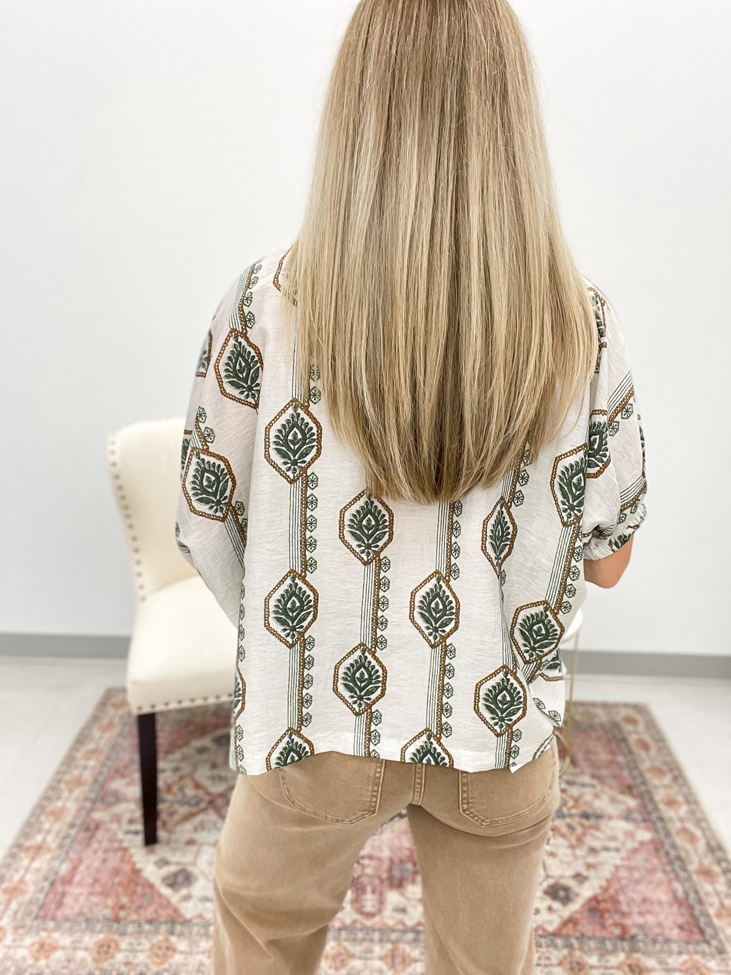 Dream Chaser Geometric Boat Neck Blouse