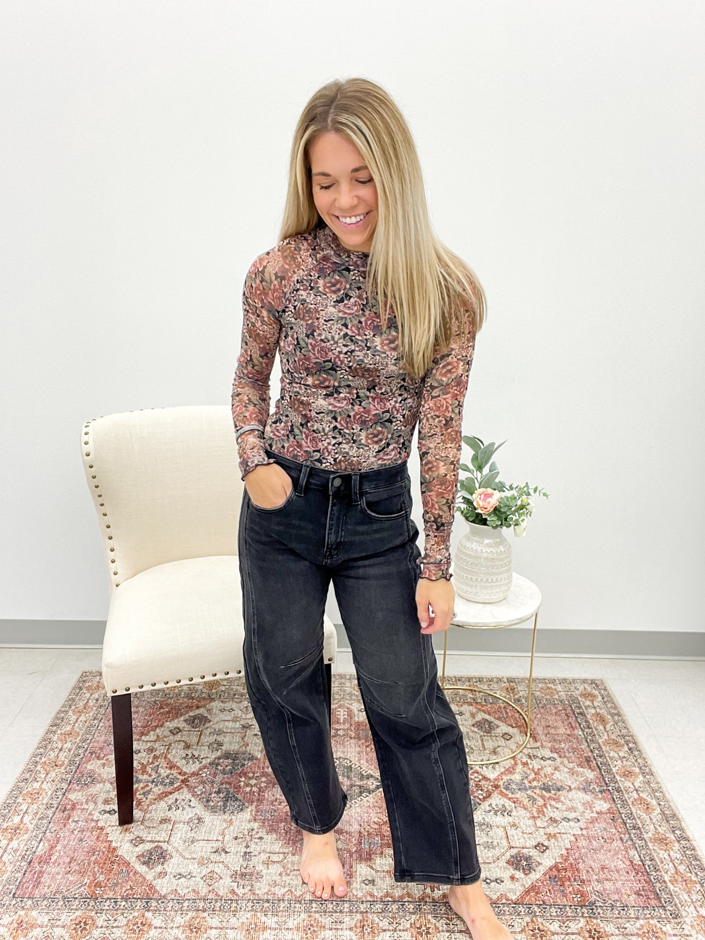 The Reese High Rise Ankle Barrel Black Denim