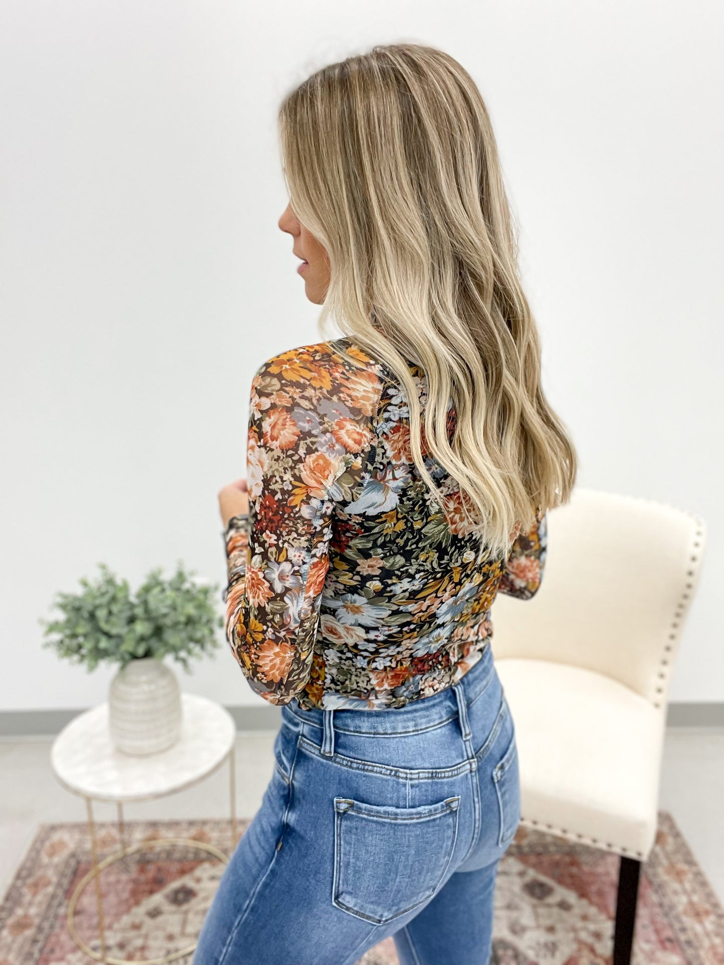 The Iris Floral Mesh Top