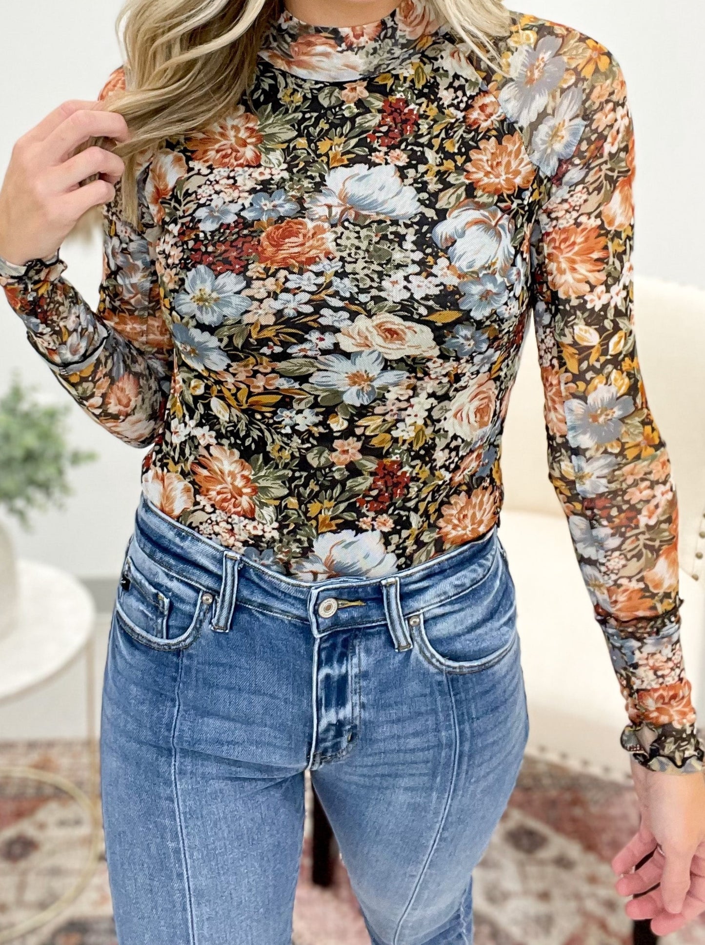 The Iris Floral Mesh Top