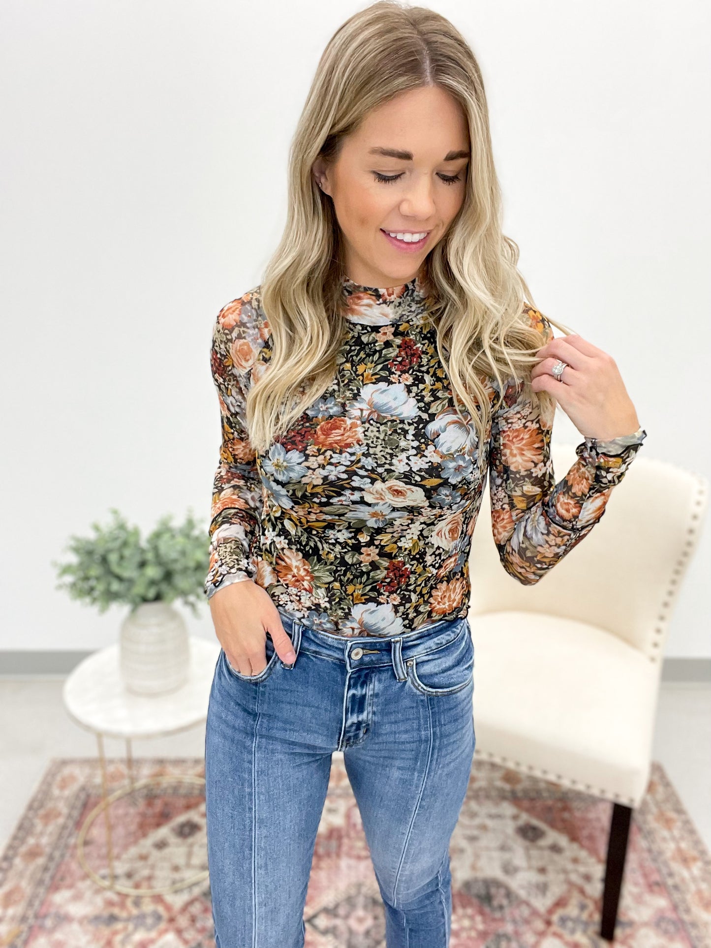 The Iris Floral Mesh Top