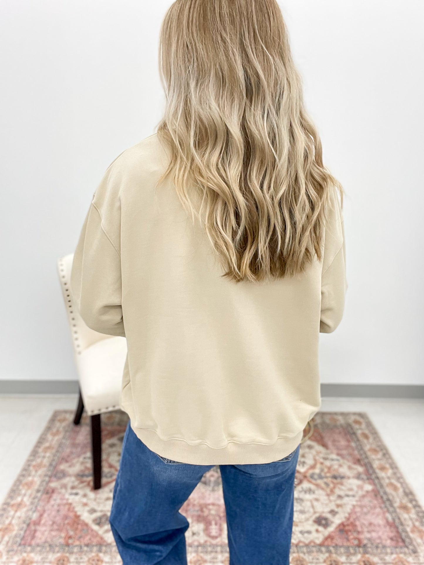 Tired Mom Social Club Crewneck Sweatshirt Taupe