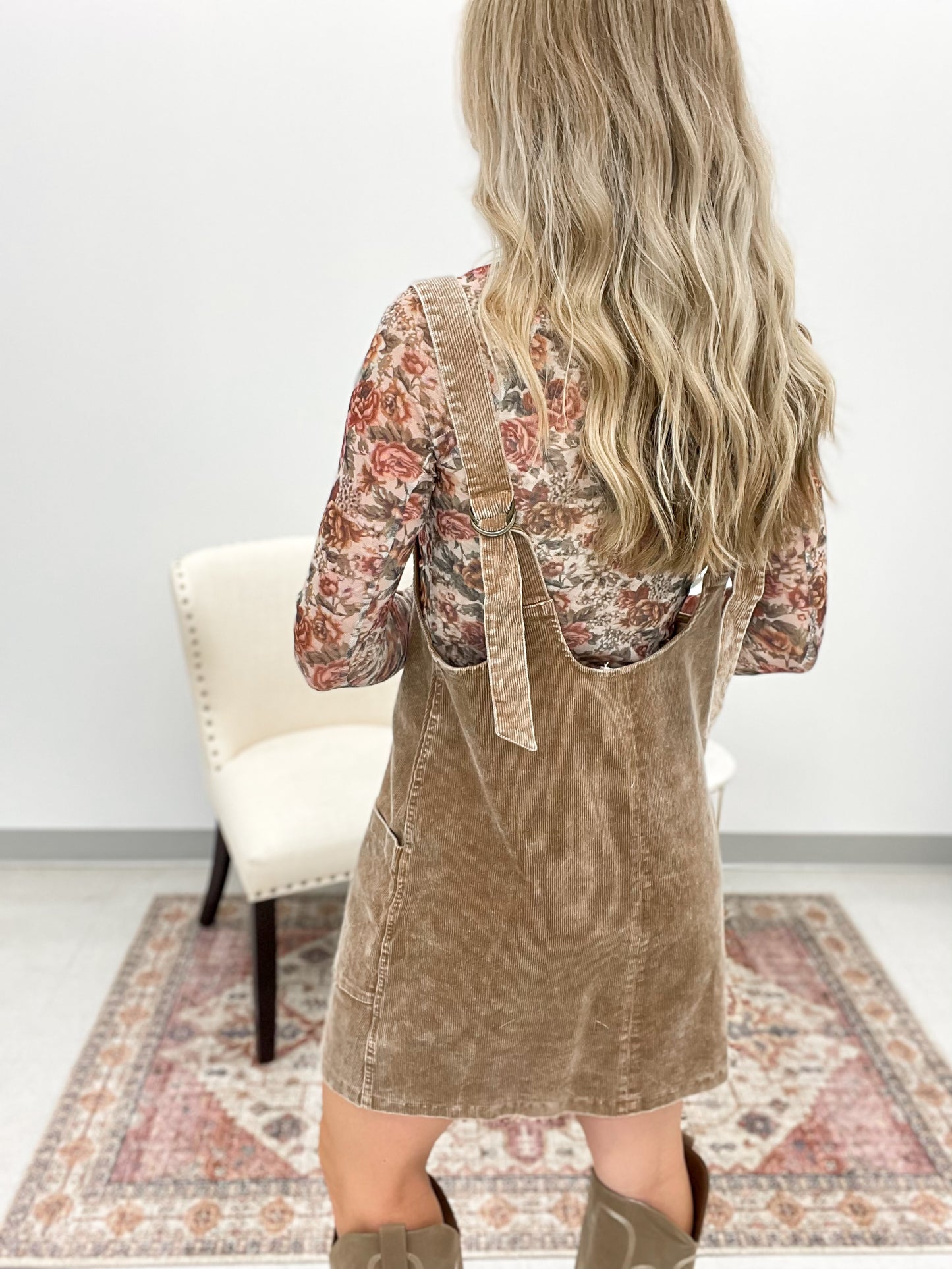 Stay Chic Washed Corduroy Dress Taupe