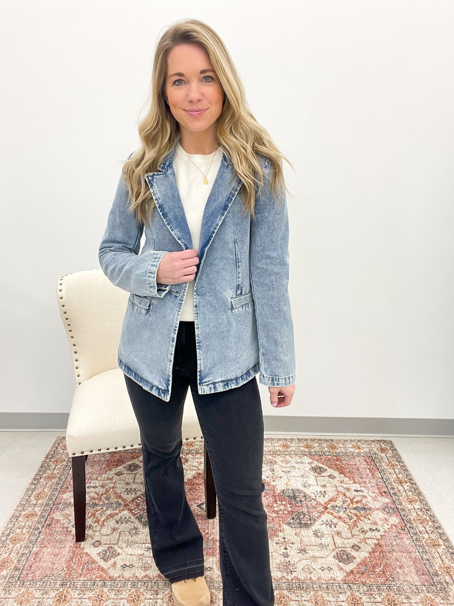 Own It Washed Denim Blazer