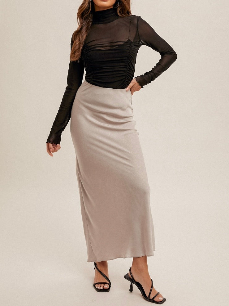 Sunday Best Crinkle Maxi Skirt Dove Gray Small