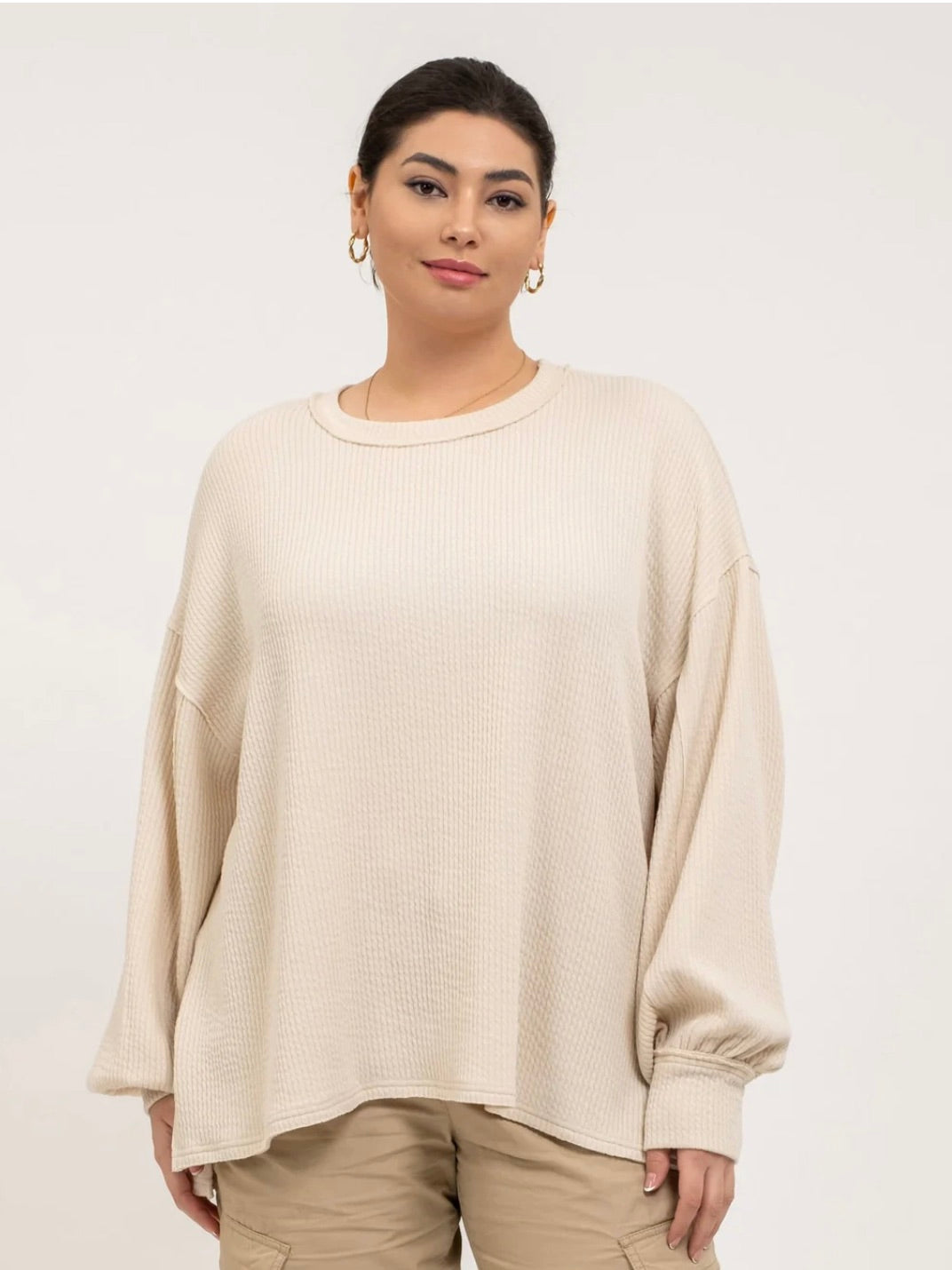 Year After Year Ribbed Crewneck Cream Extended