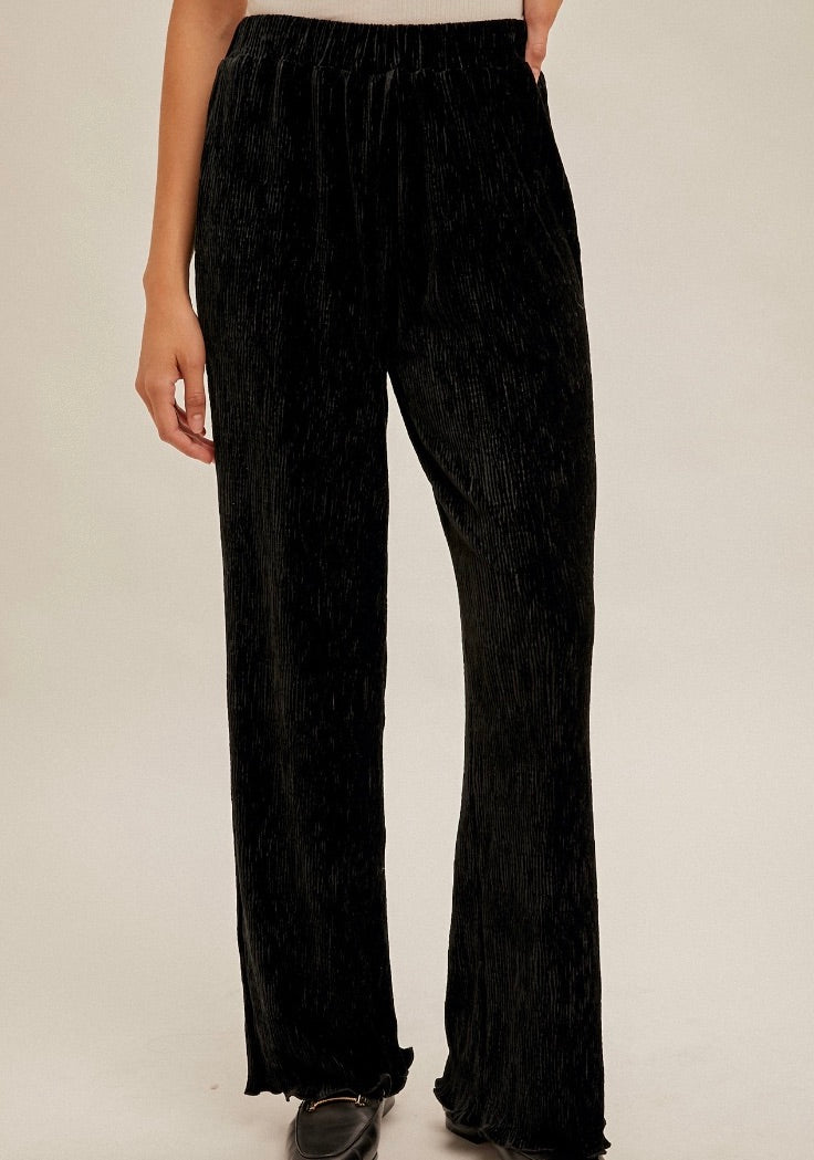 Seasons Bring Crinkle Velvet Pants Black Large