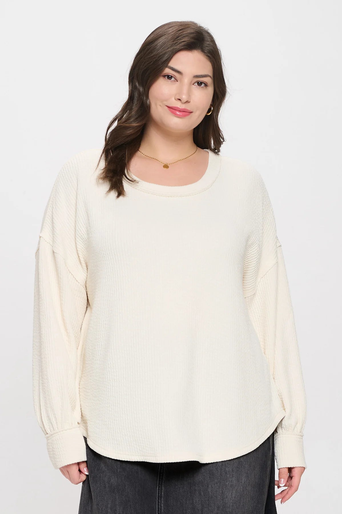 Years Go By Ribbed Knit Top Extended Cream