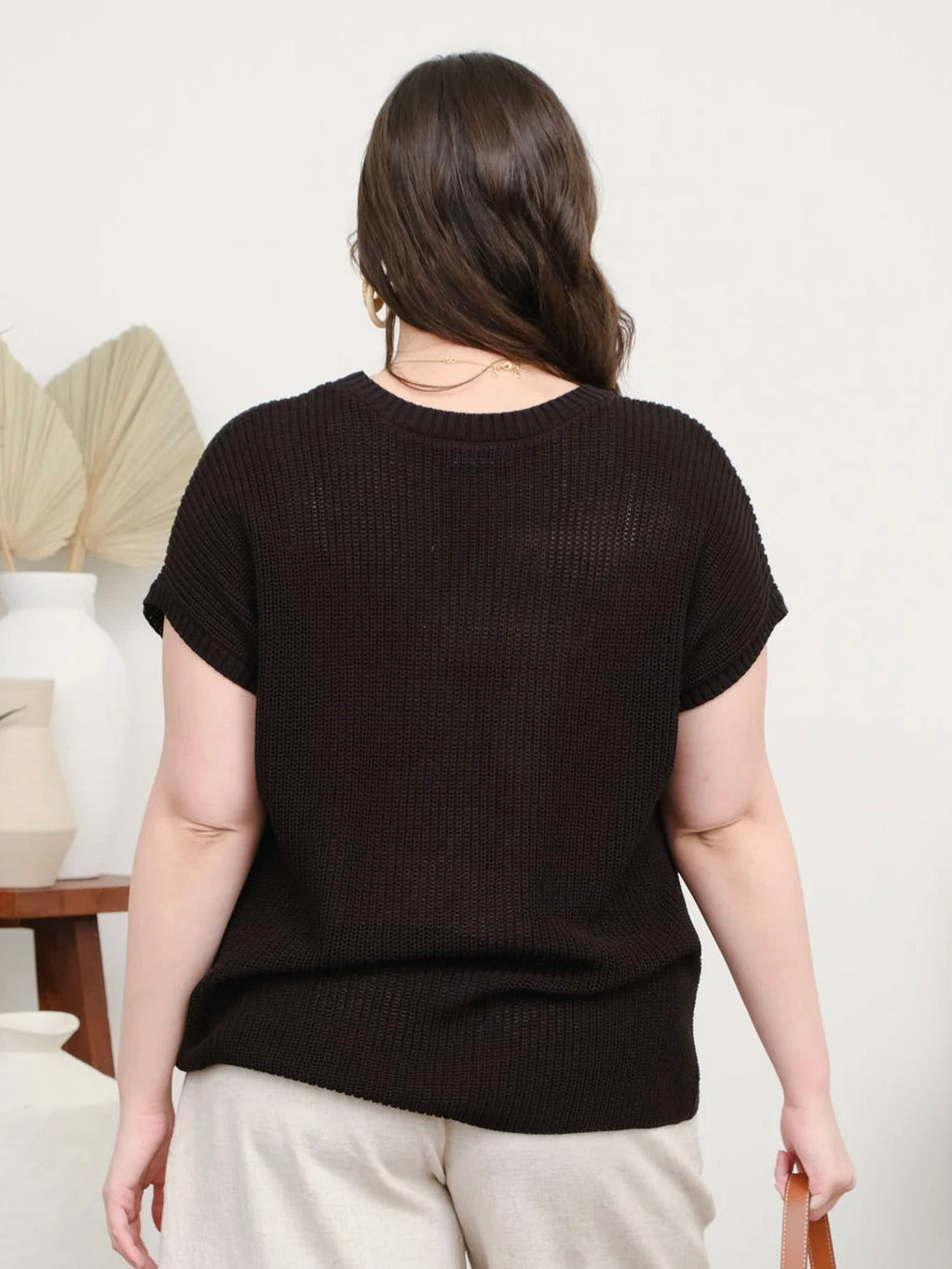 Rise Up Crochet Knit Top Extended Black